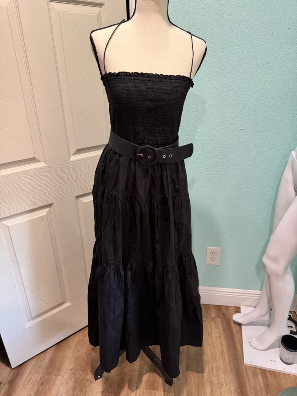 L'Academie The Nour Midi Dress in Black NWT